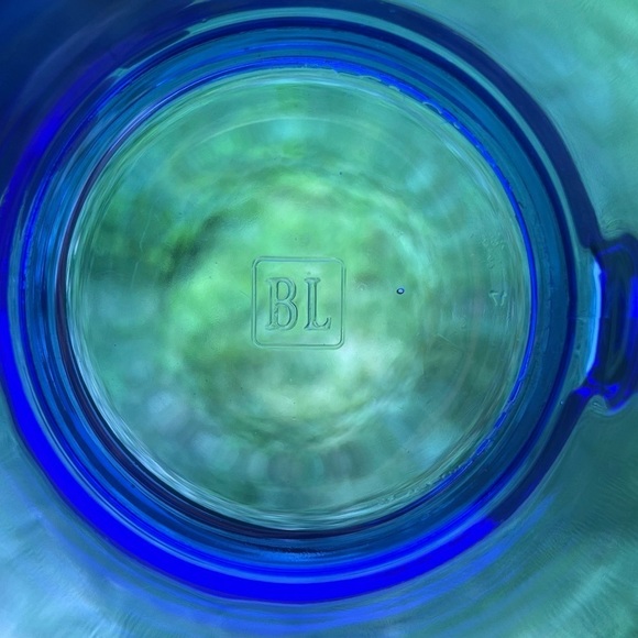 Vintage Cobalt Blue Glass Mug Set Marked BL - Picture 8 of 13